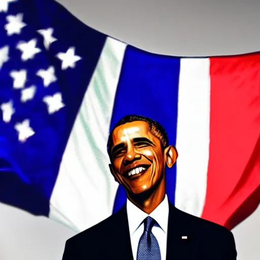 Prompt: barack obama holding the bi flag