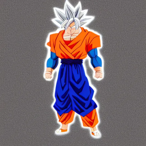 Prompt: goku translucent clear hair dressed up as a sushi