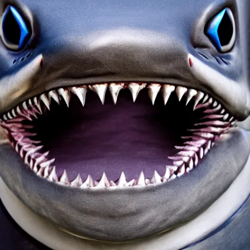 Prompt: high detail close up of anthropomorphic shark