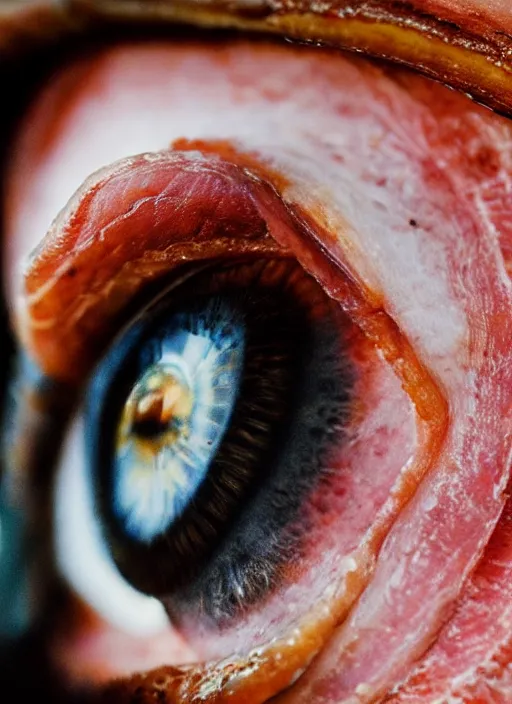 Image similar to portrait of a stunningly beautiful eye, 🥓