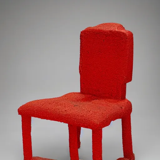 Image similar to a red brick chair with a malevolent aura