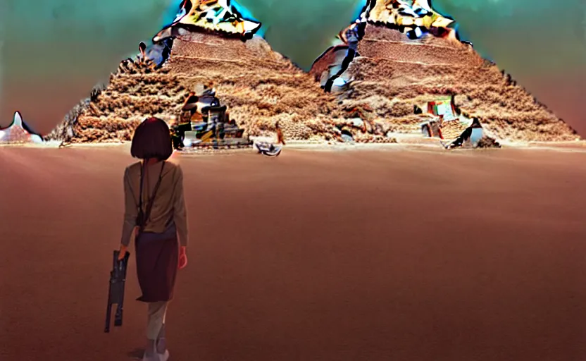 Image similar to highly detailed surreal vfx portrait building the pyramids in egypt, stephen bliss, unreal engine, greg rutkowski, loish, rhads, beeple, makoto shinkai and lois van baarle, ilya kuvshinov, rossdraws, tom bagshaw, global illumination, detailed and intricate environment