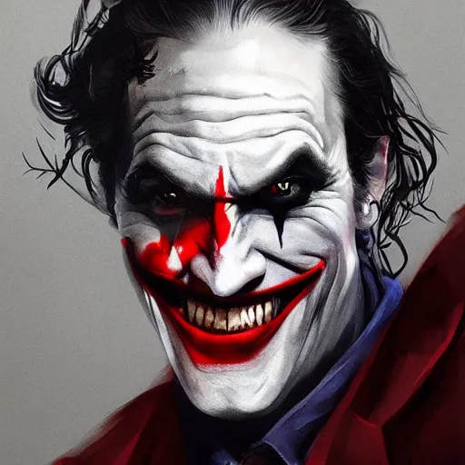 Image similar to henry cavil as joker, painted by wenjun lin, greg rutkowski