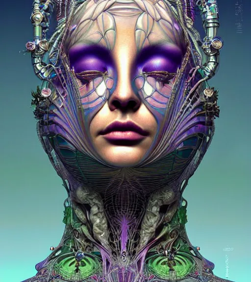 Prompt: artstation futuristic 3 d model of hyper - detailed beautiful groovypunk queen of santino galaxy in full regal attire. face portrait. art nouveau!!!, symbolist, visionary, baroque, giant fractal details. horizontal symmetry by zdzisław beksinski, iris van herpen, raymond swanland and alphonse mucha. hyper - real, beautiful