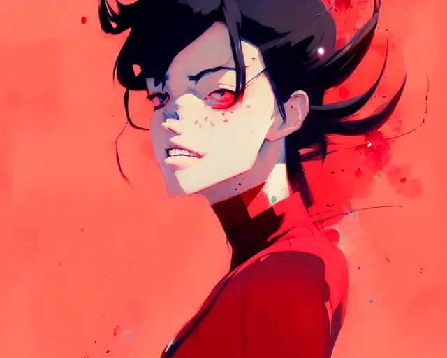 Image similar to a ultradetailed beautiful panting of a stylish woman wearing a red dress, by conrad roset, greg rutkowski and makoto shinkai, trending on artstation