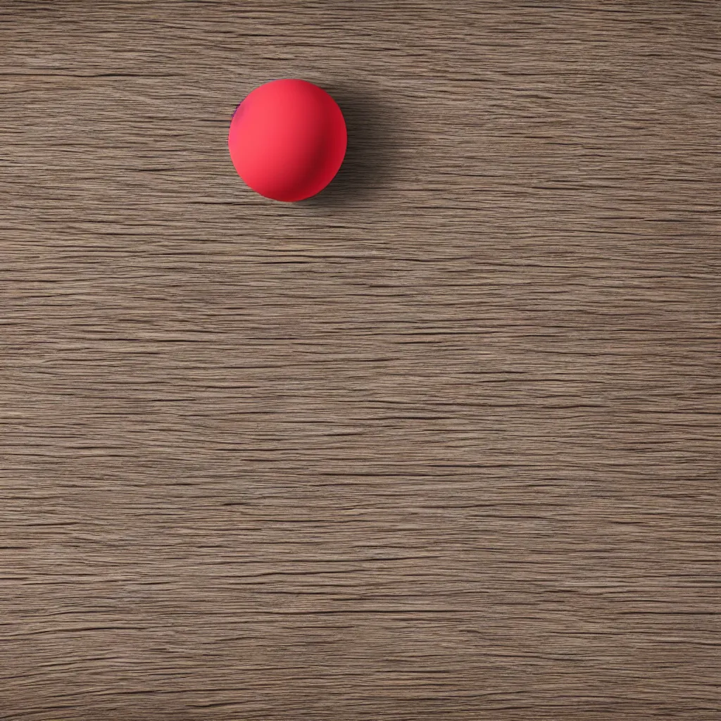 Image similar to wide angle photo of round beach ball on top of a wooden table, 8k, high detail, photorealistic, proper shading