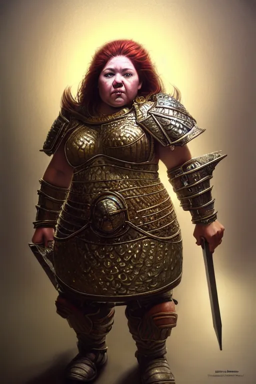 Prompt: hyperrealistic mixed media painting of a female dwarven cleric, chubby short stature, d&d, full body, stunning 3d render inspired art by P. Craig Russell and Barry Windsor-Smith + perfect facial symmetry + dim volumetric lighting, 8k octane beautifully detailed render, post-processing, extremely hyperdetailed, intricate, epic composition, grim yet sparkling atmosphere, cinematic lighting + masterpiece, trending on artstation, very very detailed, masterpiece, stunning