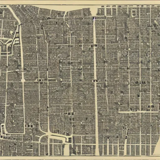 Image similar to map of a city Block of new york, after a war, top down perspecrive