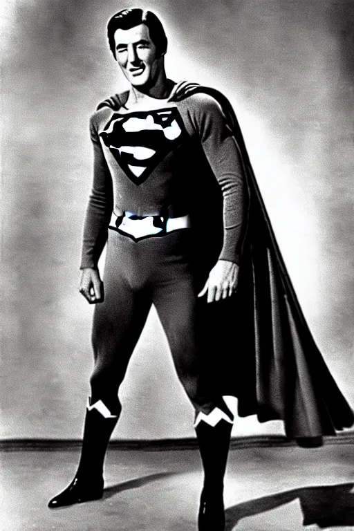 Image similar to rock hudson playing superman in 1 9 7 8, superhero movie