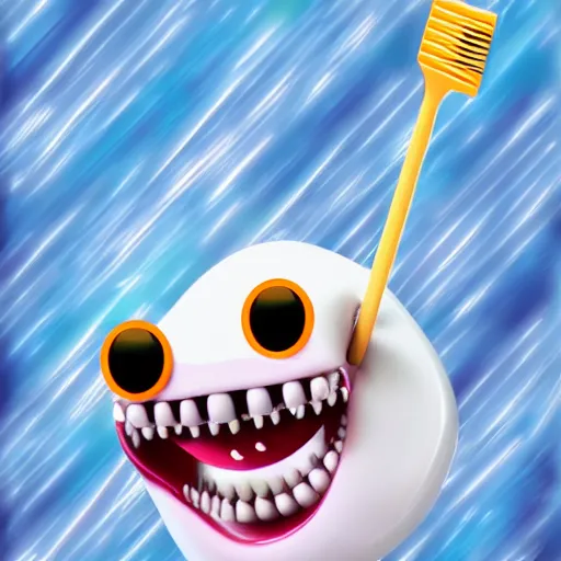 Image similar to clipart of toothy, the cute toothbrush character, nightmare fuel, deviantart, 8 k