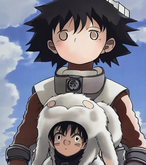 Image similar to attractive little boy wearing an cyborg bear suit, artwork in kentaro miura and made in abyss and inazuma eleven, smooth, beautiful lightness, anatomically correct, trending on pixiv, sensual composition