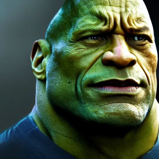 Image similar to Dwayne Johnson as the hulk 4K detail