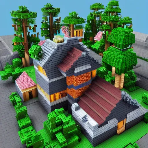 Prompt: high detailed voxel pixelated house, wow, 4 k