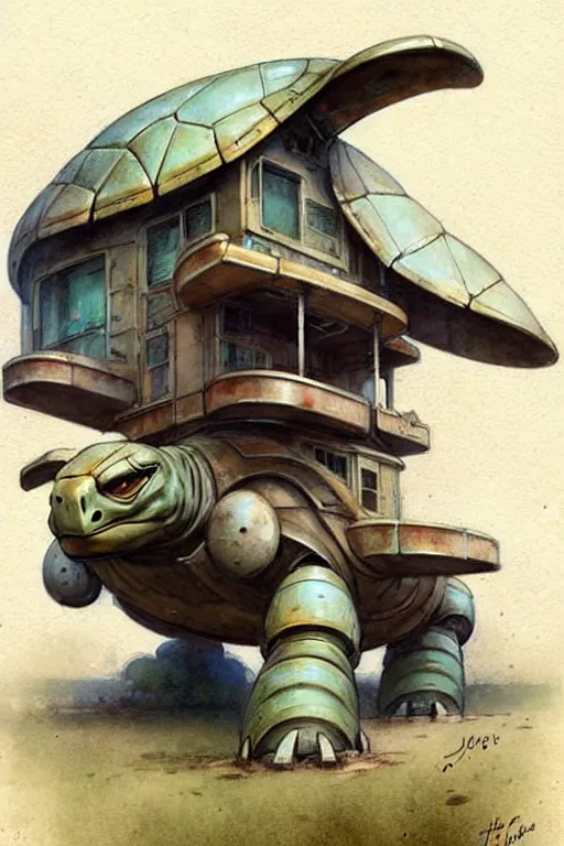 Image similar to ( ( ( ( ( 1 9 5 0 s retro giant turtle robot house. muted colors. ) ) ) ) ) by jean - baptiste monge!!!!!!!!!!!!!!!!!!!!!!!!!!!!!!