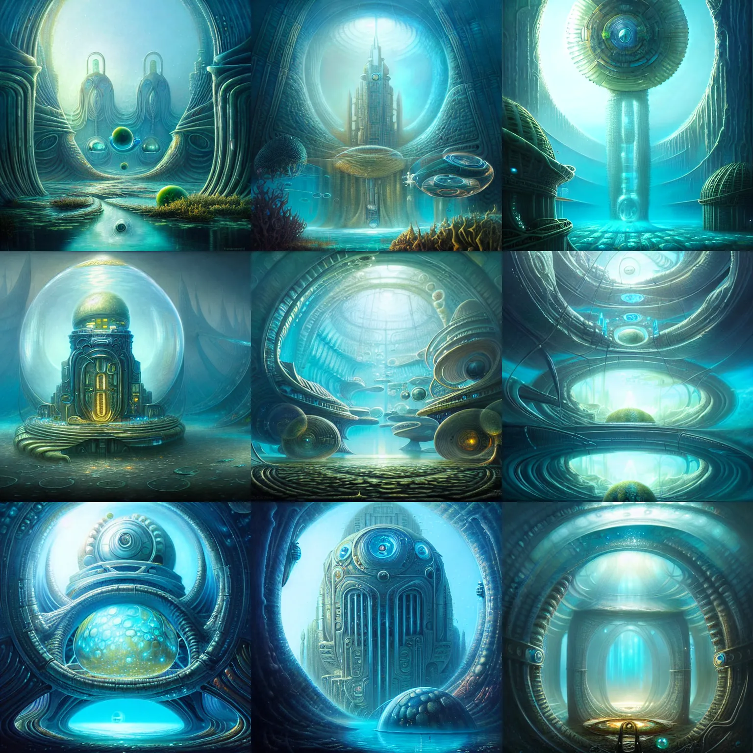 Prompt: a alien city in bubbles underwater atlantis inspired, ultra detailed, by tomasz alen kopera and peter mohrbacher, and michel - ange 8 k