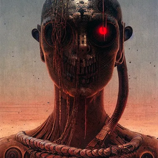 Prompt: huge gladiator by beksinski and tristan eaton, dark neon trimmed beautiful dystopian digital art