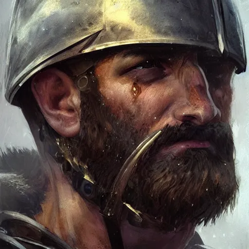 Prompt: ! dream portrait of a spartan war hero leonidas, colourised, face portrait, epic, tragic, military art, fantasy, dieselpunk, hd shot, digital portrait, beautiful, artstation, comic style, by artgerm, guy denning, jakub rozalski, magali villeneuve and charlie bowater