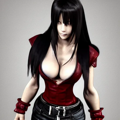 Image similar to head and body of tifa lockhart from final fantasy vii, highly detailed, trending on artstation