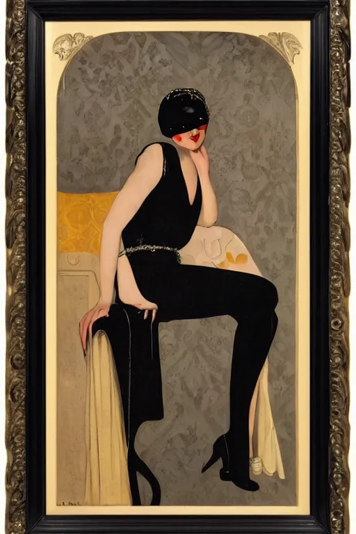 Image similar to a oil painting depicting a Jazz Age high society figure, 1920s style, smooth, highly detailed, high contrast, Coles Phillips, Dean Cornwell, JC Leyendecker, 8K