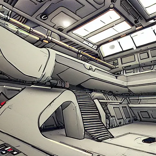 Prompt: the interior from an imperial base from star wars