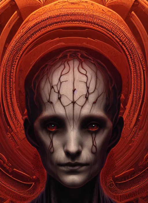 Image similar to symmetry!! stunning portrait of a victorian era person, lovecraftian horror, gothic horror, cinematic lighting, digital art, winning award masterpiece, fantastically beautiful, aesthetically inspired by wayne barlowe and gerald brom, trending on artstation, art by greg rutkowski, octane render, 8 k