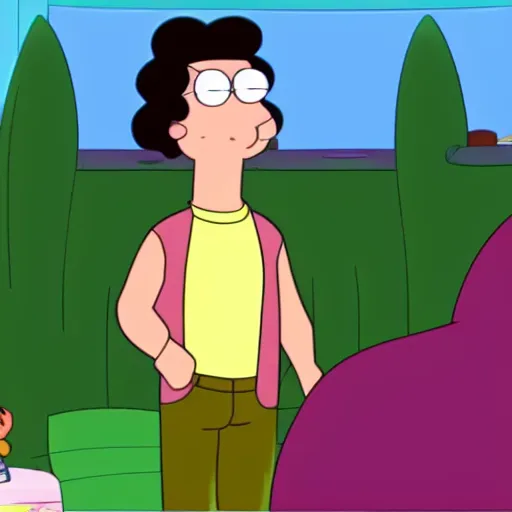 Image similar to a screenshot of Steven Quartz from Steven Universe in Family Guy, low quality, vhs quality,