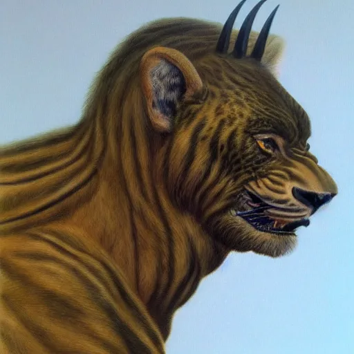 Image similar to artstation a wild beast, by Boris Vallejo, very detailed, , portrait, backlit