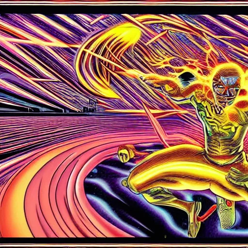 Image similar to random dreams of a mersenne twister, manga comic book cover, action, explosions, by alex grey