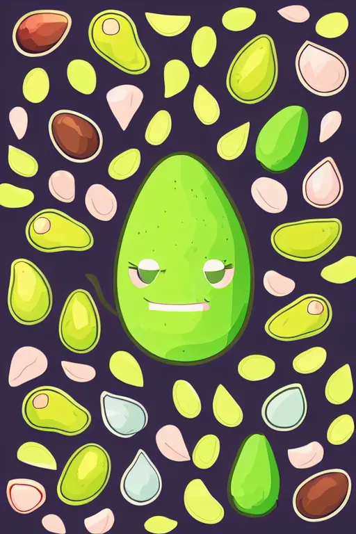 Image similar to Baby avocado, sticker, anthropomorphic, colorful, fantasy, artstation, illustration, highly detailed, simple, smooth and clean vector curves, no jagged lines, vector art, smooth