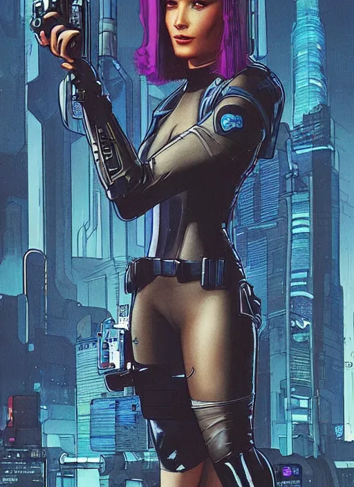 Image similar to cyberpunk police officer. portrait by stonehouse and mœbius and will eisner and gil elvgren and pixar. realistic proportions. cyberpunk 2 0 7 7, apex, blade runner 2 0 4 9 concept art. cel shading. attractive face. thick lines.