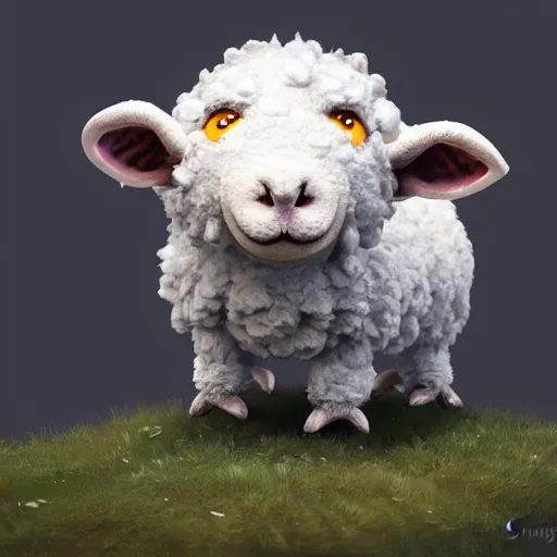 Image similar to a DND small cute sheep monster, made by Stanley Artgerm Lau, WLOP, Rossdraws, ArtStation, CGSociety, concept art, cgsociety, octane render, trending on artstation, artstationHD, artstationHQ, unreal engine, 4k, 8k,