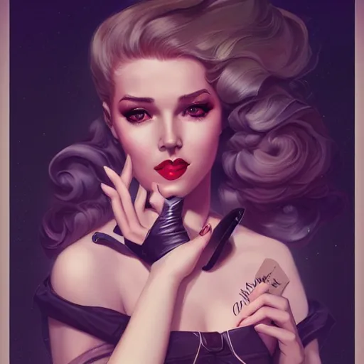 Image similar to a retro pinup by charlie bowater and anna dittmann and olivia de berardinis.