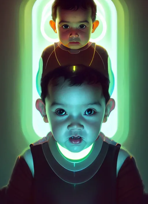 Prompt: symmetry!! portrait of chubby!! baby!!! ahmed helmy, sci - fi, tech wear, glowing lights!! intricate, elegant, highly detailed, digital painting, artstation, concept art, smooth, sharp focus, illustration, art by artgerm and greg rutkowski and alphonse mucha