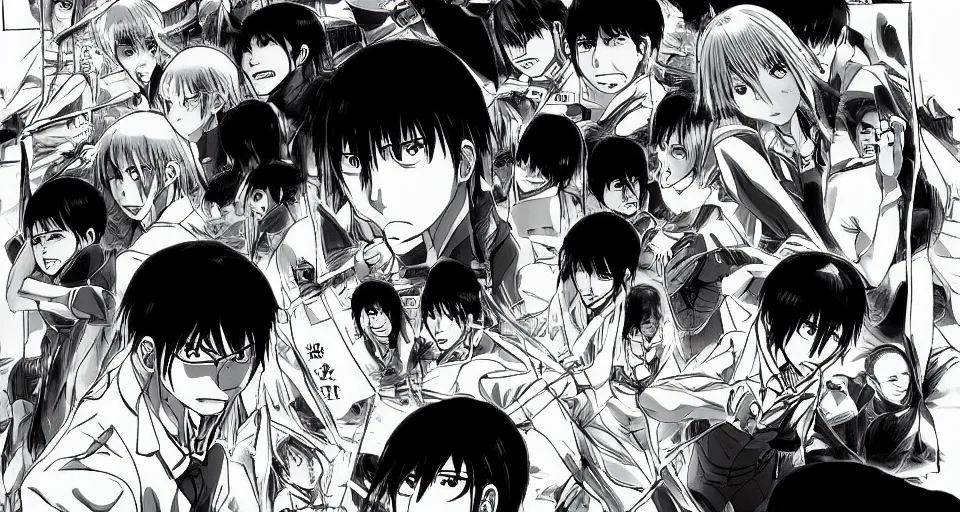 looking at viewer, Shingeki no Kyojin, Attack on Titan (Game), Levi  Ackerman, anime boys, manga sketch, manga, Shonen Jump, monochrome, low  saturation