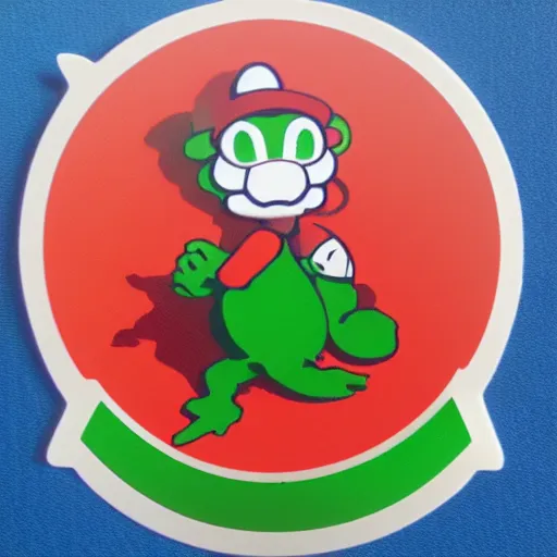 Image similar to symmetrical die cut sticker, yoshi from yoshi's island