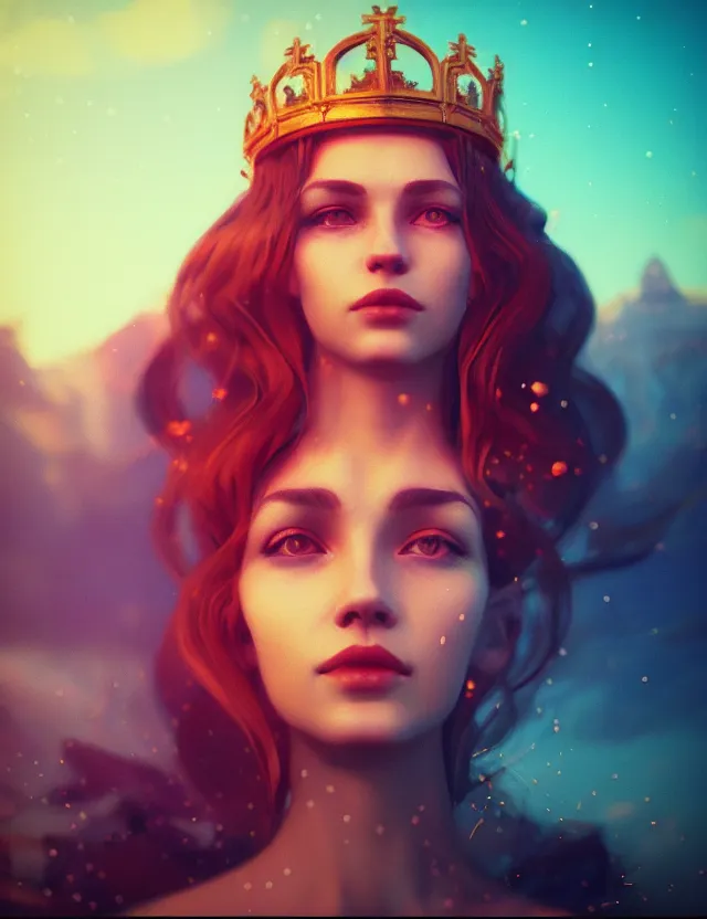 Image similar to blurred background. close-up portrait of a goddess in crown, by Anka Zhuravleva, Anato Finnstark and Alena Aenami, Angus McKie. unreal engine