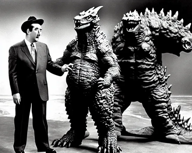 Image similar to Abbott and Costello meet Godzilla