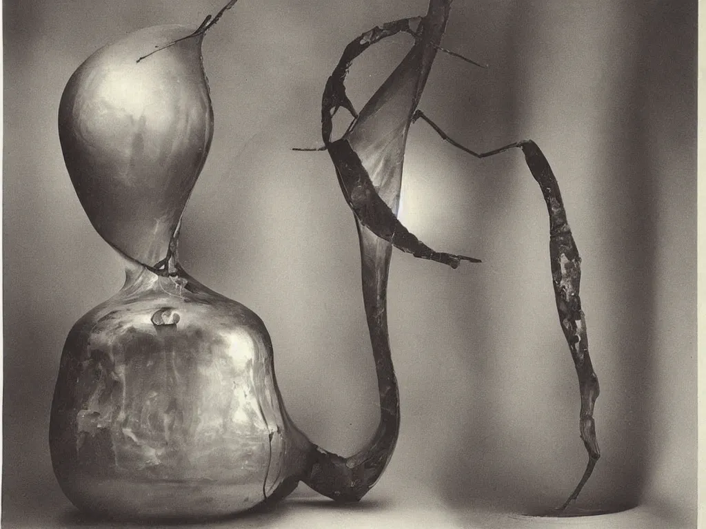 Prompt: gothic vase, pot, jug in the shape of black widow spider. karl blossfeldt, salvador dali