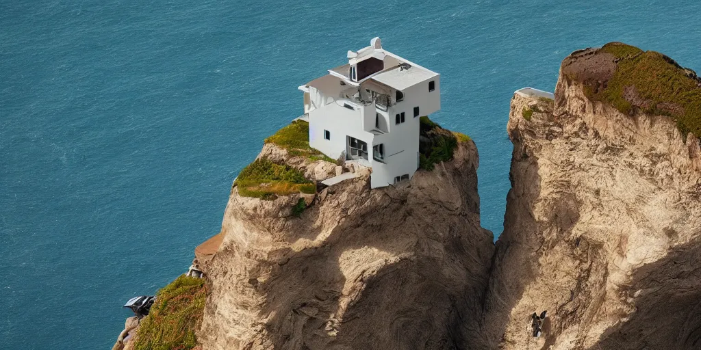 Image similar to a house on a cliff by the ocean by mike campau