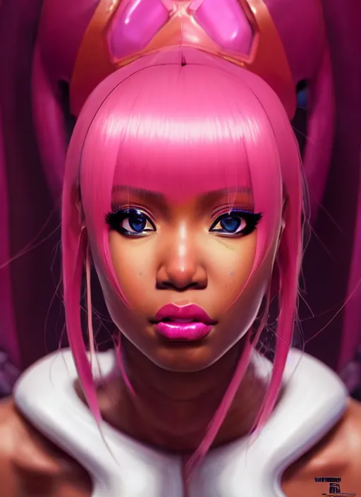 Prompt: nicki minaj, evangelion, au naturel, hyper detailed face, digital art, trending in artstation, cinematic lighting, studio quality, smooth render, unreal engine 5 rendered, octane rendered, art style by klimt and nixeu and ian sprigger and wlop and krenz cushart