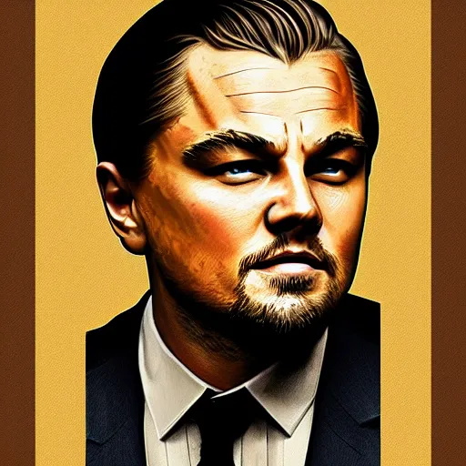 Prompt: portrait of Leonardo DiCaprio , highly detailed, centered, solid color background, digital painting