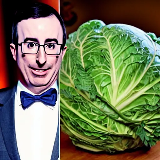 Prompt: john oliver marrying a cabbage person