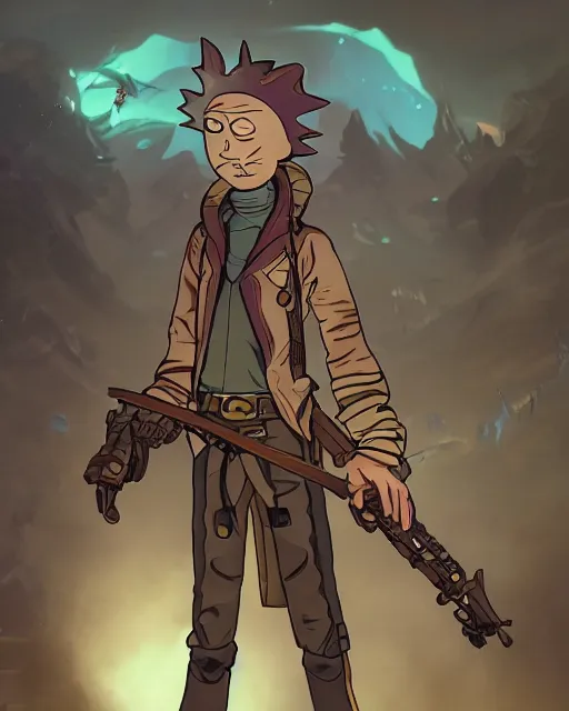 Image similar to Morty from the show Rick and Morty, Steampunk Sniper, Anthropomorphized, magic the gathering artwork, D&D, fantasy, cinematic lighting, centered, symmetrical, highly detailed, digital painting, artstation, concept art, smooth, sharp focus, illustration, volumetric lighting, epic Composition, 8k, art by Akihiko Yoshida and Greg Rutkowski and Craig Mullins, heroic pose, oil painting, cgsociety, Golden Steampunk city atmosphere