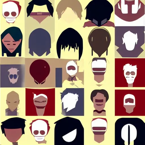 Prompt: face icon vector minimalist attack on titan by artstation loftis cory fanart bechdel alison and davison craig