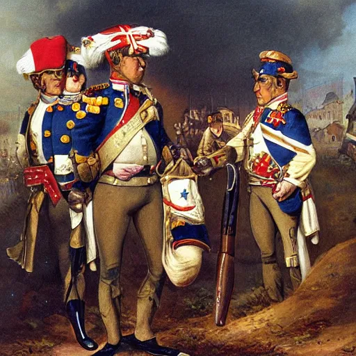 Prompt: pig faced soldiers napoleonic