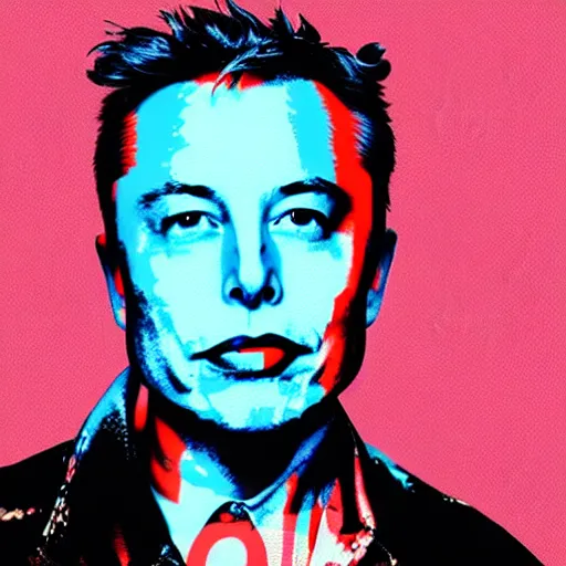 Prompt: the portrait of furious elon musk, colorful pop art, modern art, by andy warhol