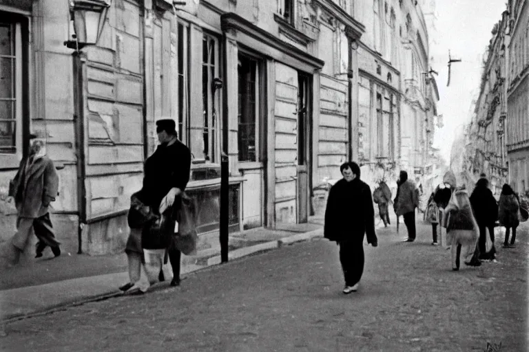 Image similar to vintage black and white street photography of paris by henri cartier - bresson