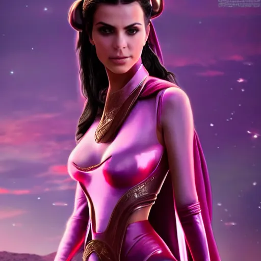 Image similar to victoria justice with kim kardashian body as princess padme in star wars episode 3, 8 k resolution, cinematic lighting, anatomically correct