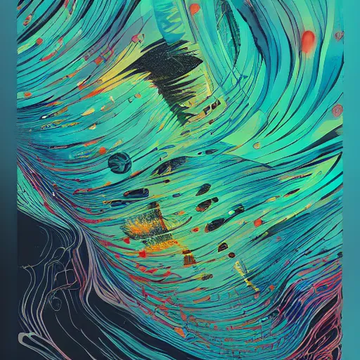 Image similar to vector flow field watercolor by Kilian Eng