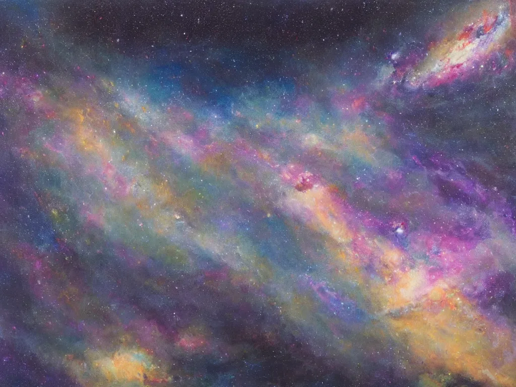 Image similar to trending on artstation, the Milky Way galaxy, oil on canvas, matte painting